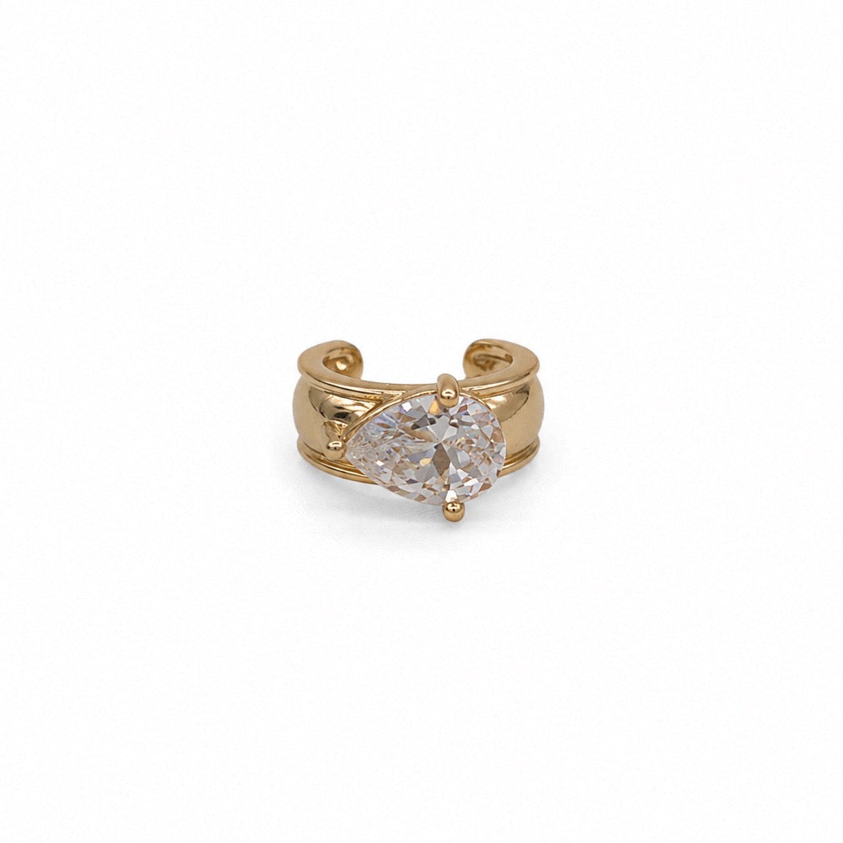 Riva Ear Cuff - gold-plated ear cuff with crystal stone, product photo
