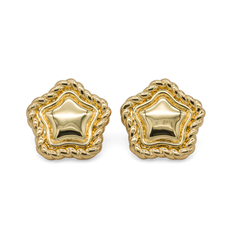 LA FORZA Daisy Earrings product shot gold stud earring detail