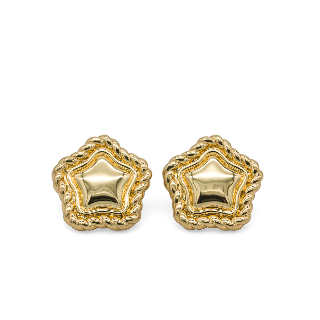 LA FORZA Daisy Earrings product shot gold stud earring detail